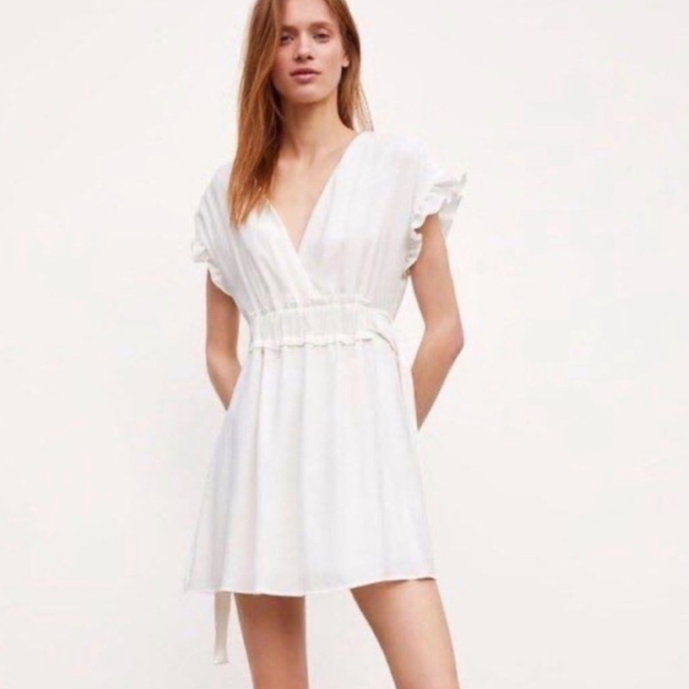 Zara side tie ruffle mini dress